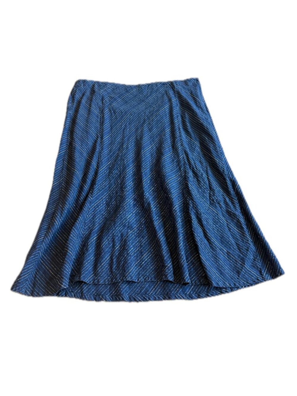 J. Jill Love Linen Navy Blue Pinstripe Chevron A Line Skirt Midi X-Large Women's